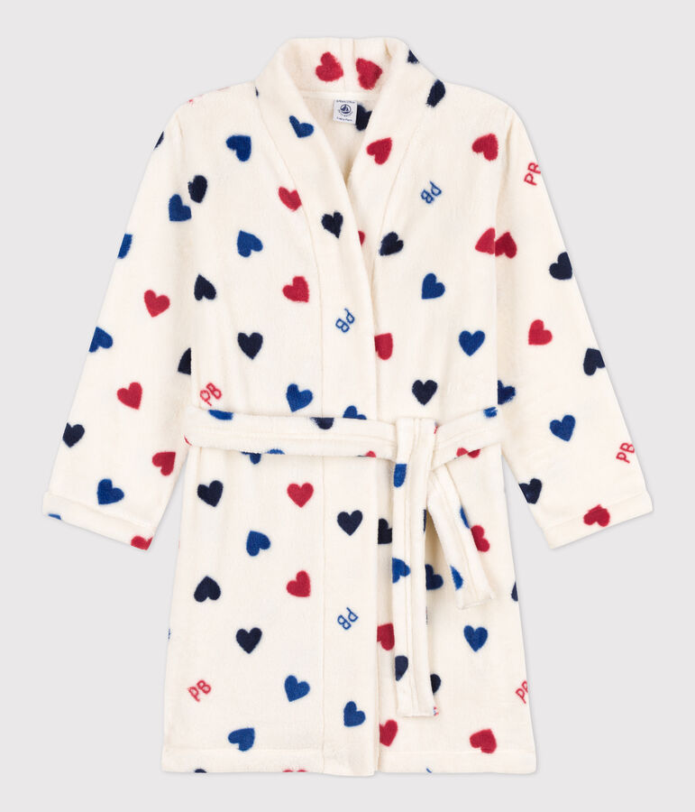 Kinder-Morgenmantel aus Fleece naturfarben/vielfarbig