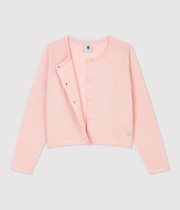 Kinder-Cardigan aus Baumwolle f&uuml;r M&auml;dchen rosa/grau