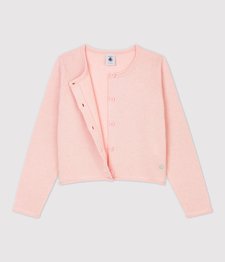 Kinder-Cardigan aus Baumwolle f&uuml;r M&auml;dchen rosa/grau