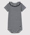 Baby-Body aus Bio-Baumwolle mit Ringelstreifen und Rüschenkragen blau SMOKING/weiss MARSHMALLOW