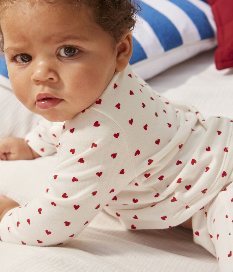 Baby-Set aus bedruckter Baumwolle weiss/rot