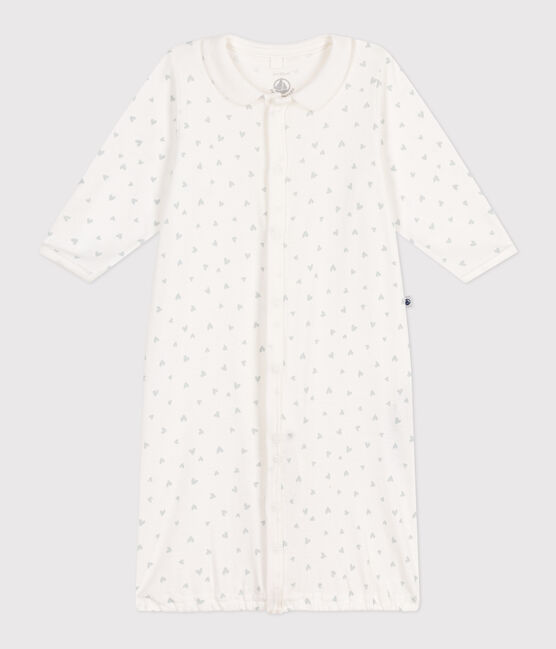 Baby-Kombi-Overall aus Baumwolle mit Kragen und kleinen Herzen weiss MARSHMALLOW/weiss MULTICO