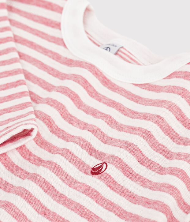 Lang&auml;rmeliges Kinder-T-Shirt mit Streifen rosa/naturfarben