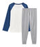 Rippstrick-Pyjama für kleine Jungen grau SUBWAY/weiss MULTICO