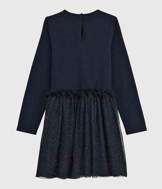 Langärmeliges Kinderkleid für Mädchen blau SMOKING