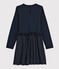 Langärmeliges Kinderkleid für Mädchen blau SMOKING