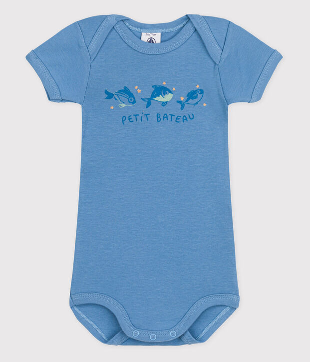 Kurz&auml;rmeliger Baby-Body f&uuml;r M&auml;dchen blau