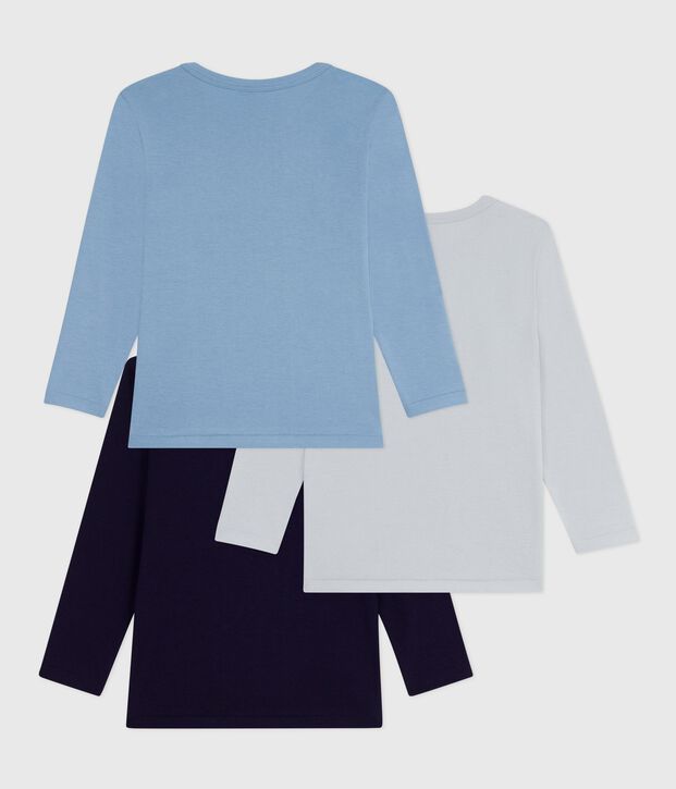 Set lang&auml;rmeliger Kinder T-Shirts aus einfarbiger Baumwolle vielfarbig