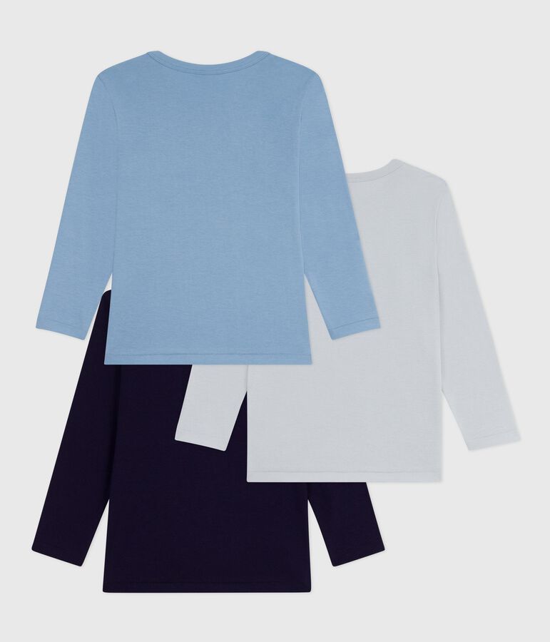 Set lang&auml;rmeliger Kinder T-Shirts aus einfarbiger Baumwolle vielfarbig