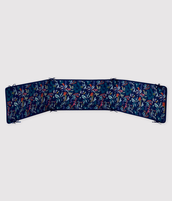 Baby-Bettumrandung mit Dschungel-Druck aus Rippstrick blau MEDIEVAL/weiss MULTICO