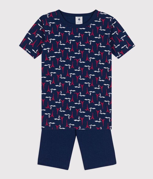 Kinderpyjama aus Baumwolle in eng geschnittener Passform blau/vielfarbig