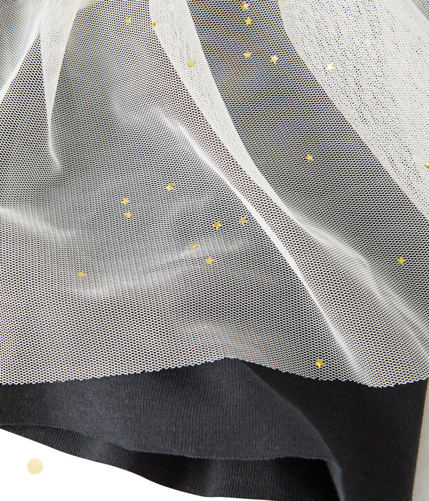 Baby-M&auml;dchen-Kleid im Materialmix weiss/grau