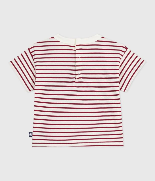 Kurz&auml;rmeliges Baby-T-Shirt aus Baumwolle mit Streifen rot/rot