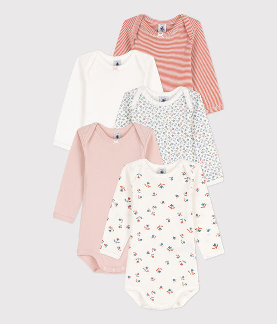5er-Set langärmelige Baby-Bodys aus Baumwolle mit Blumenmotiv variante 1