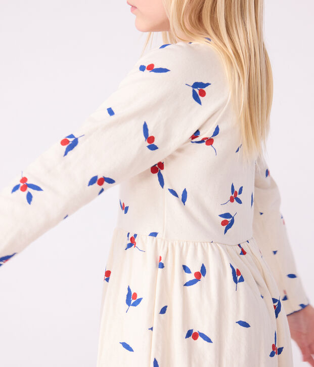 Lang&auml;rmeliges Kinder-Kleid aus Baumwolle naturfarben/vielfarbig