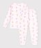 Kinder-Pyjama aus Molton mit Skifahrern rosa/vielfarbig