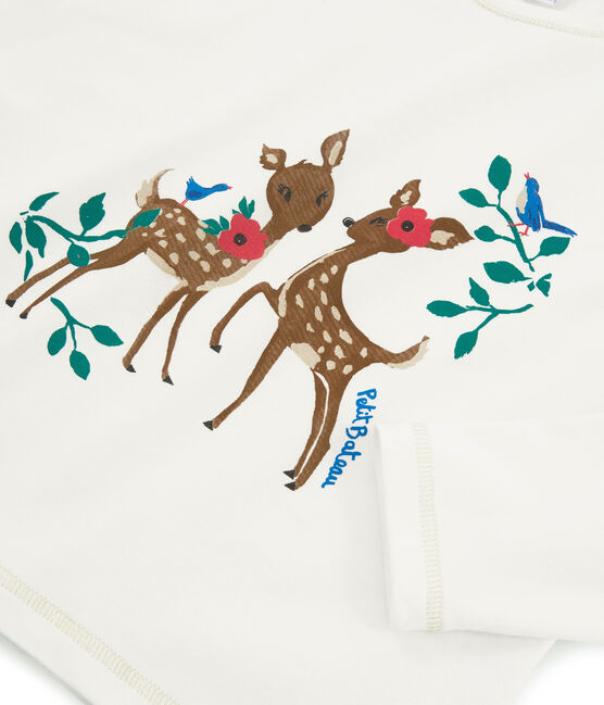 T-Shirt mit Siebdruck für Mädchen weiss MARSHMALLOW