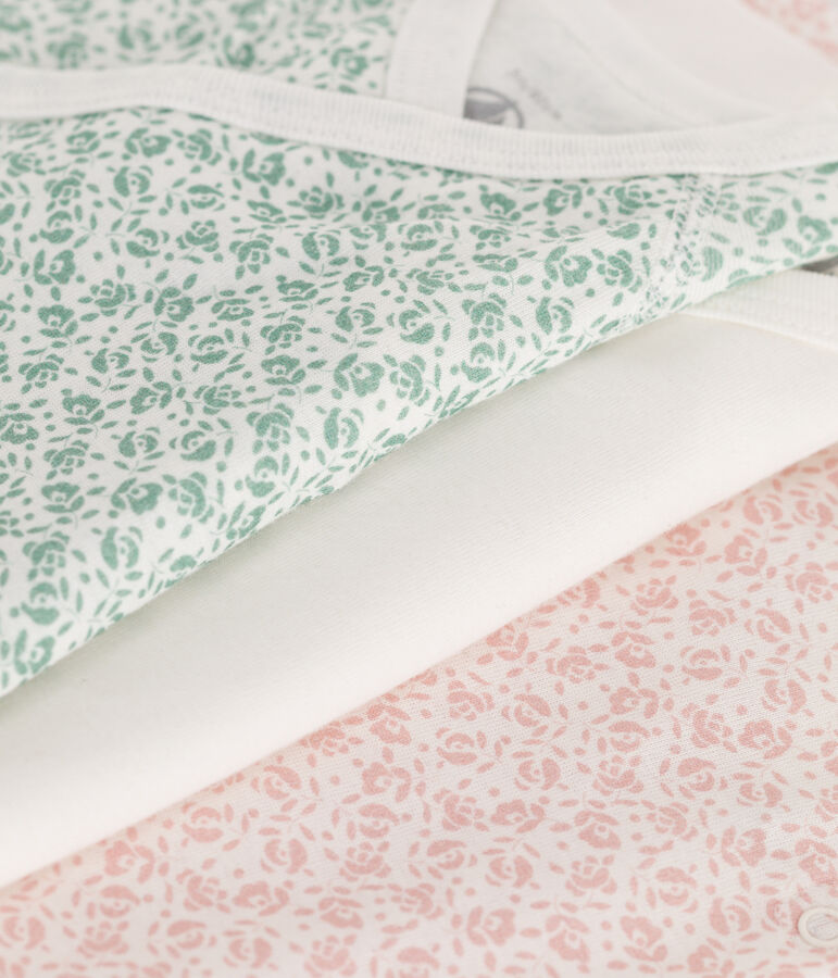 3er-Set kurz&auml;rmelige Wickelbodys aus bedruckter Baumwolle vielfarbig