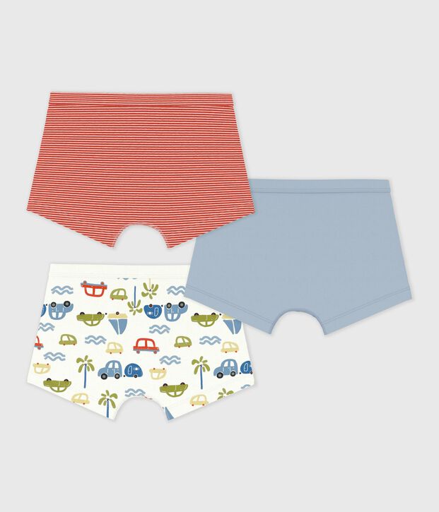 Set Kinder-Boxershorts mit &uuml;berzogenem Bund aus bedruckter Baumwolle vielfarbig