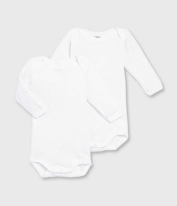 2er-Set lang&auml;rmelige wei&szlig;e Baby-Bodys weiss