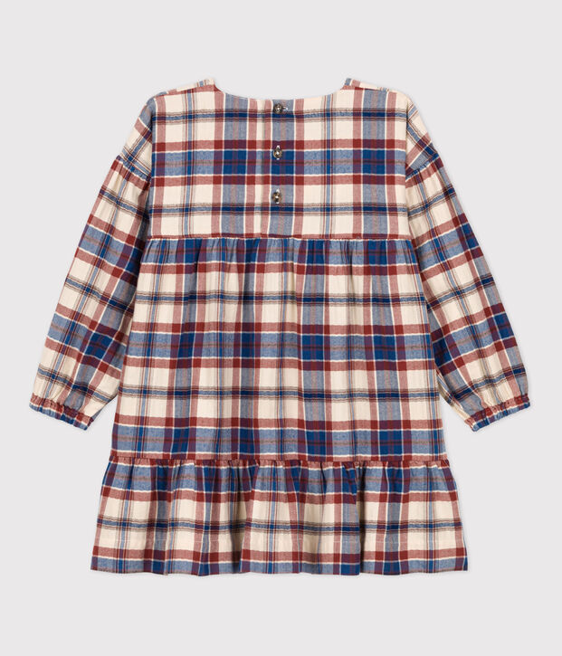 Kariertes Kinderkleid aus Flanell f&uuml;r M&auml;dchen naturfarben/vielfarbig