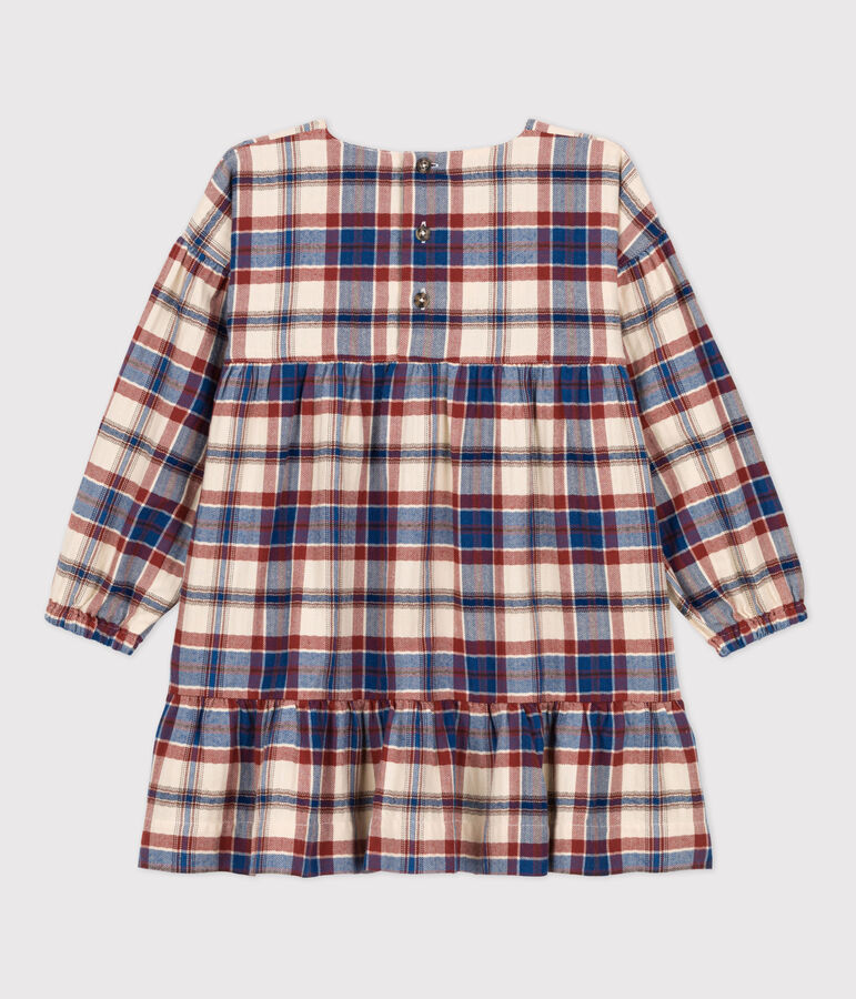 Kariertes Kinderkleid aus Flanell f&uuml;r M&auml;dchen naturfarben/vielfarbig