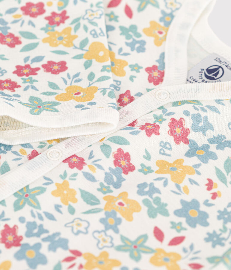 Bedruckter Strampler aus Baumwolle ohne F&uuml;&szlig;e weiss/vielfarbig