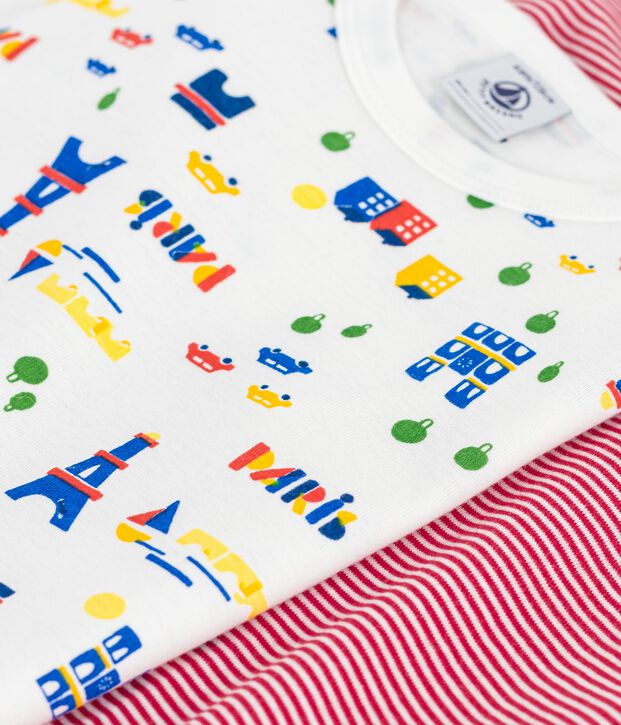 Set lang&auml;rmeliger Kinder T-Shirts aus Baumwolle mit Paris-Motiven vielfarbig