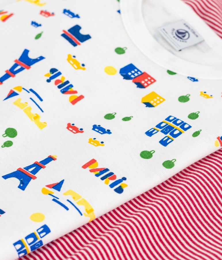 Set lang&auml;rmeliger Kinder T-Shirts aus Baumwolle mit Paris-Motiven vielfarbig