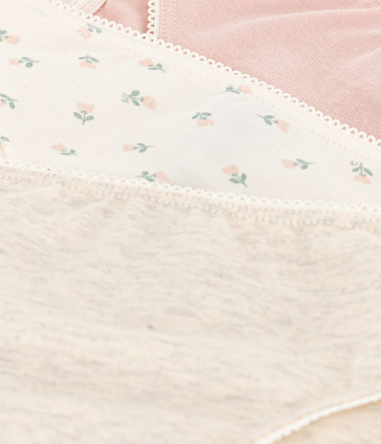 3er-Set Slips aus Baumwolle und Elastan mit Blumenmotiv f&uuml;r kleine M&auml;dchen vielfarbig