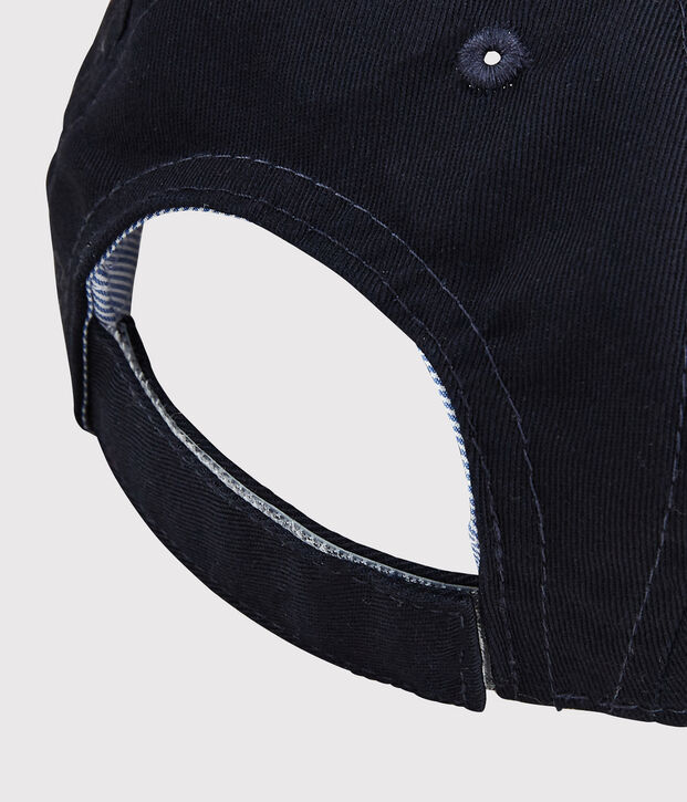 Baby-Schirmm&uuml;tze mit Applikation aus Boucl&eacute; Jungen blau/weiss