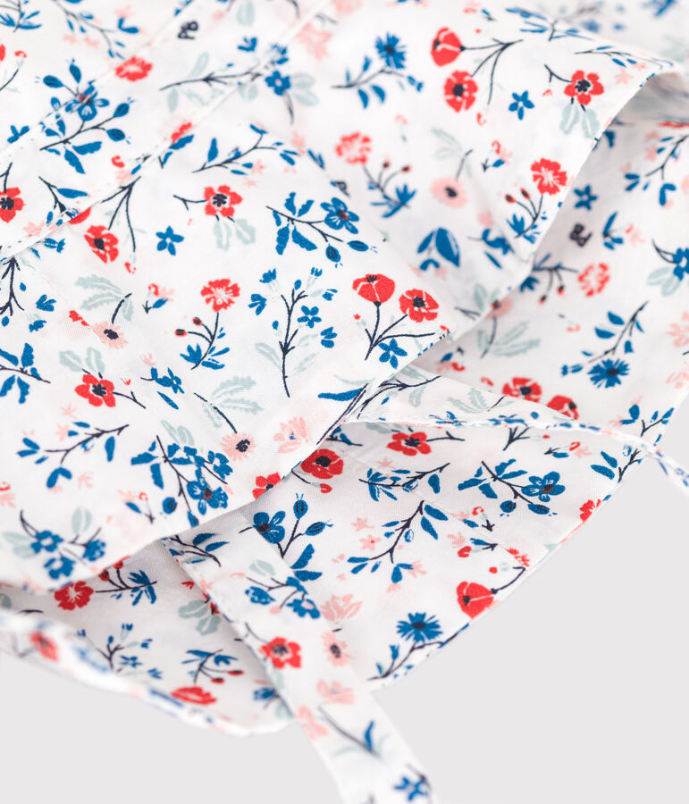 Baby-Sonnenhut aus Popeline mit Blumenmuster f&uuml;r M&auml;dchen weiss/vielfarbig