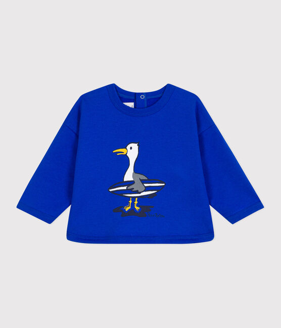 Einfarbiges Baby-Sweatshirt aus Baumwolle blau PERSE