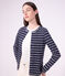 Damen-Cardigan aus Baumwolle mit Streifen blau/weiss