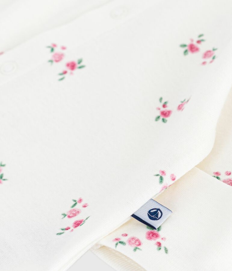 Strampler mit Kragen aus gebl&uuml;mter Baumwolle weiss/vielfarbig