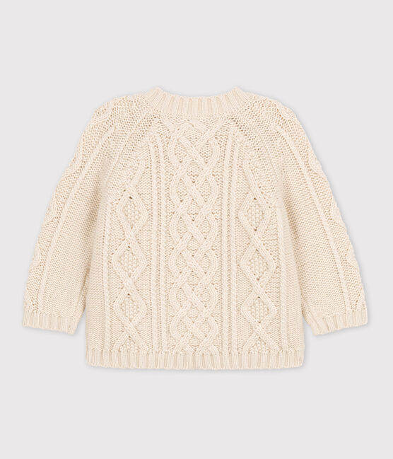 Baby-Strickpullover aus Baumwolle mit Zöpfen naturfarben AVALANCHE