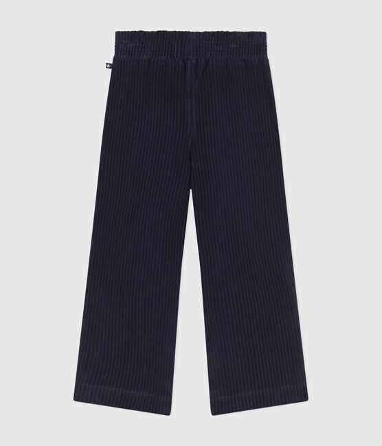 Weite Kinderhose aus Fein-Cord für Mädchen blau SMOKING