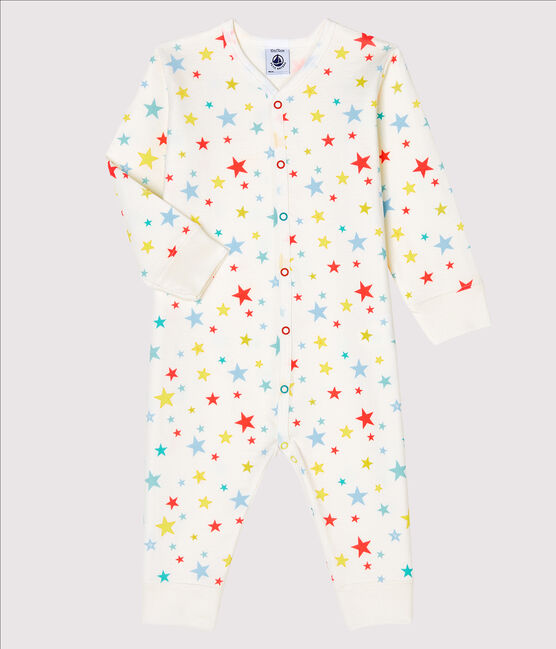 Baby-Strampler ohne Füße aus Doppeljersey weiss MARSHMALLOW/weiss MULTICO