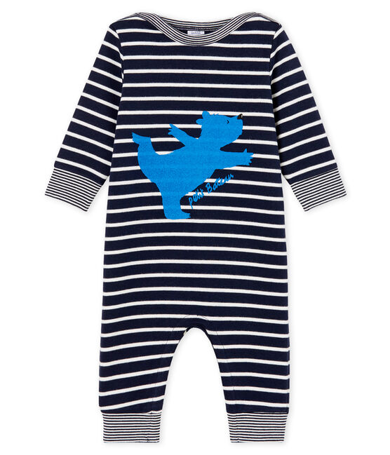 Baby-Langoverall für Jungen mit Streifen blau SMOKING/weiss MARSHMALLOW CN