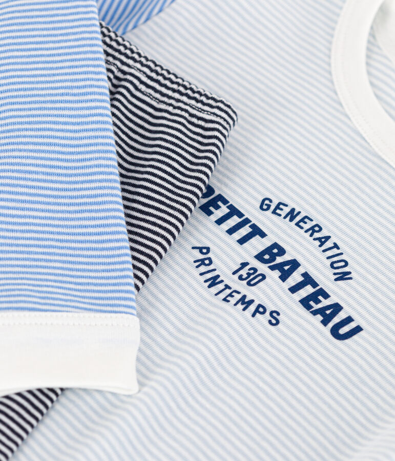 Kinderpyjama aus Baumwolle mit Ringelstreifen blau/vielfarbig