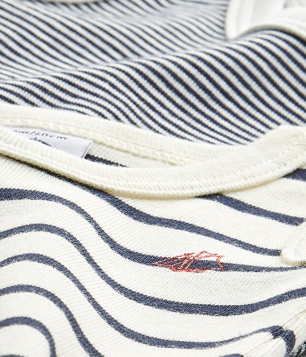 &Auml;rmellose Baby-Jungen-Bodys mit Streifenmuster im 2er-Set weiss