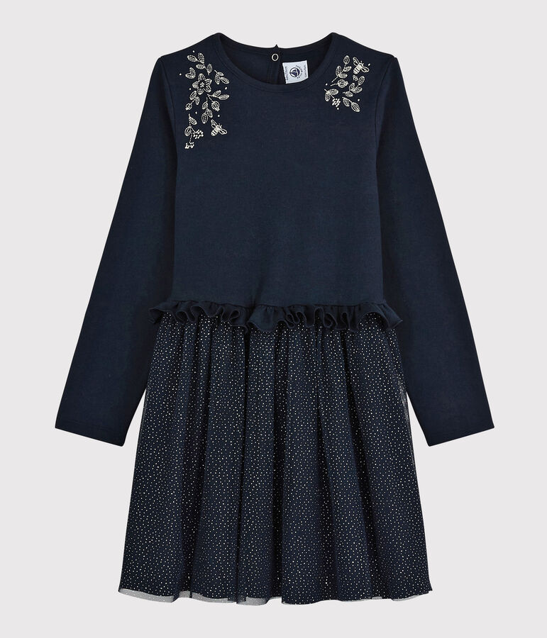 Lang&auml;rmeliges Kinderkleid f&uuml;r M&auml;dchen blau