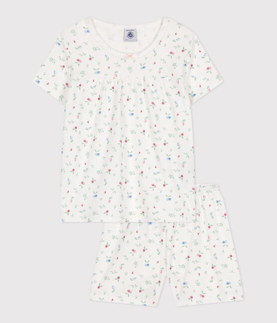 Kinder-Kurzpyjama aus Baumwolle mit Fruchtmotiv weiss MARSHMALLOW/weiss MULTICO