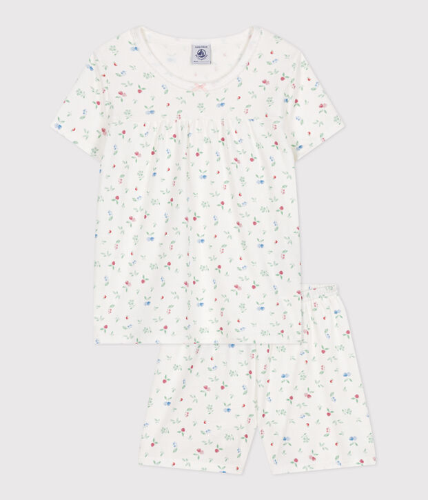 Kinder-Kurzpyjama aus Baumwolle mit Fruchtmotiv weiss/vielfarbig