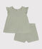 Baby-Set mit Bluse und Shorts aus Musselin-Stoff grün HERBIER