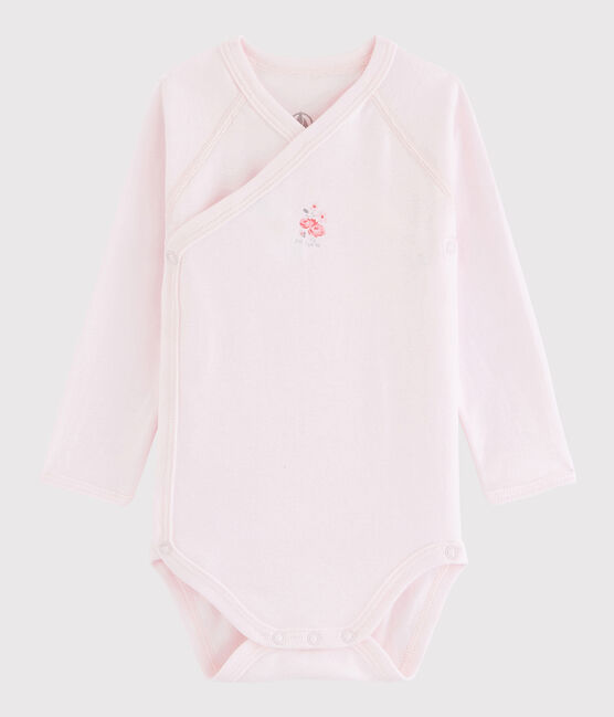 Langärmeliger Baby-Body in Wickelform Mädchen rosa VIENNE