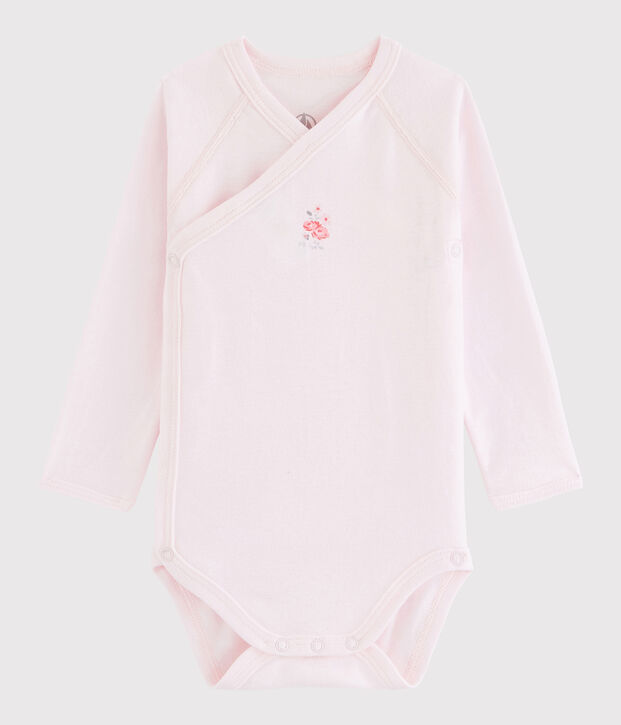 Lang&auml;rmeliger Baby-Body in Wickelform M&auml;dchen rosa