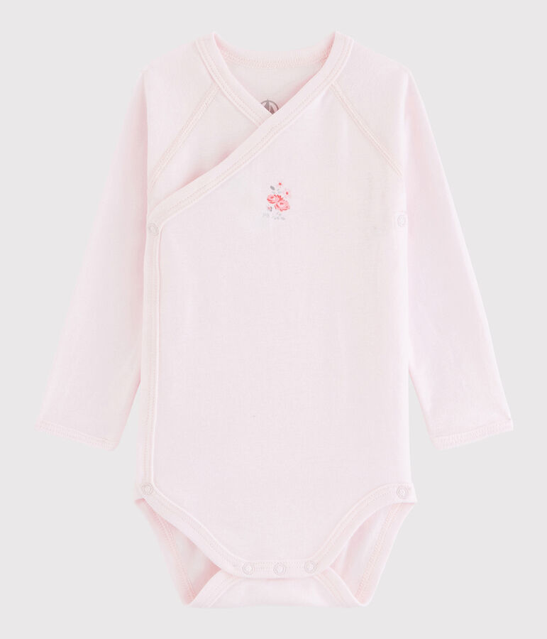 Lang&auml;rmeliger Baby-Body in Wickelform M&auml;dchen rosa