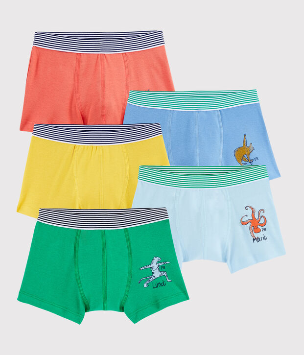 5er-Set Yoga-Boxershorts mit Tiermuster f&uuml;r kleine Jungen vielfarbig