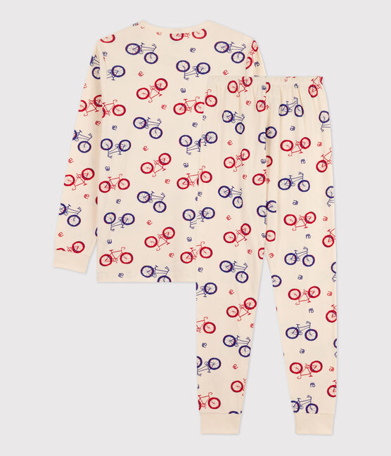 Kinderpyjama aus Baumwolle und mit Fahrradmotiv für Jungen weiss AVALANCHE/ MULTICO